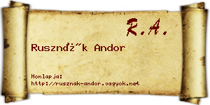 Rusznák Andor névjegykártya