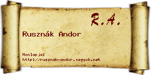 Rusznák Andor névjegykártya